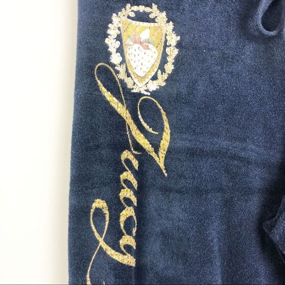 JUICY COUTURE | Y2K Style Navy Blue Terry Cloth Drawstring Pants Women’s Size L - Picture 3 of 11